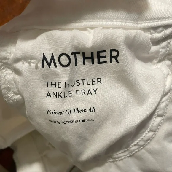 MOTHER The Hustler Ankle Fray Jeans White
